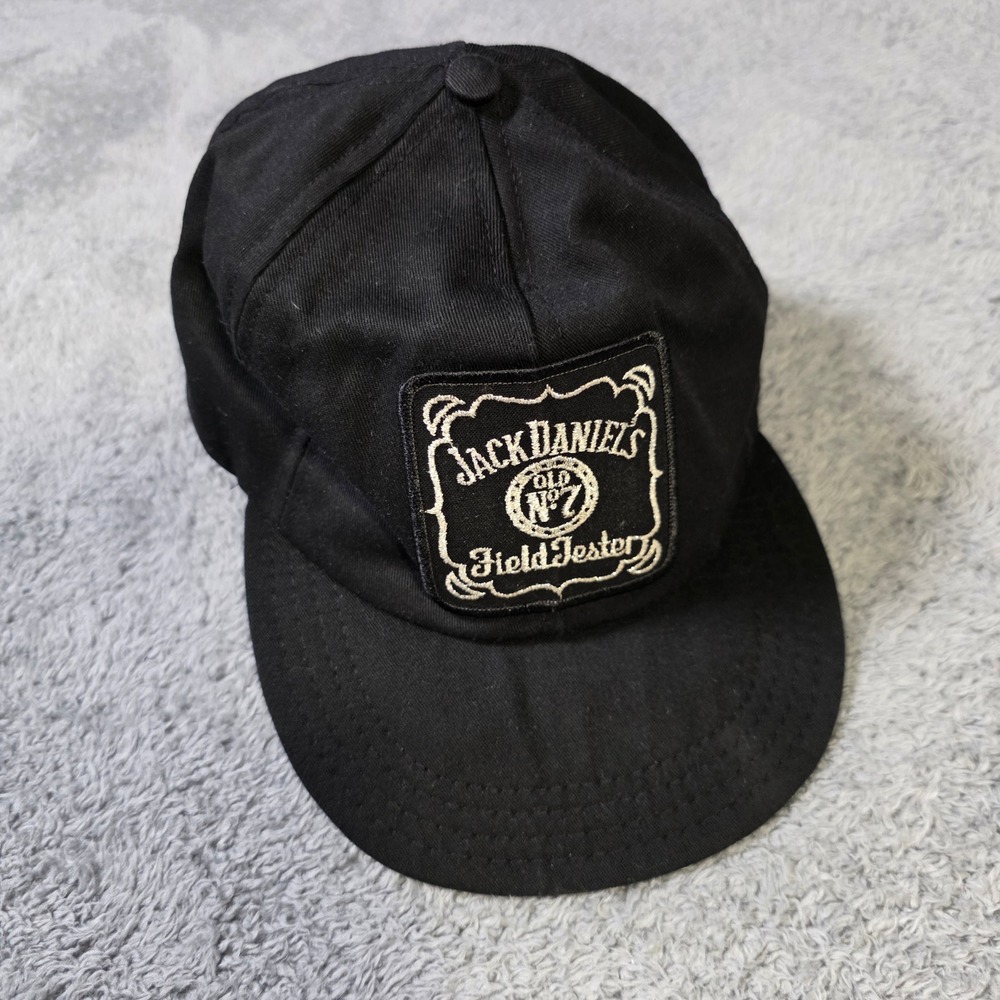 AJD Mens Large Snapback Hat Black Jack Daniels Old No 7 Field Tester Vintage USA